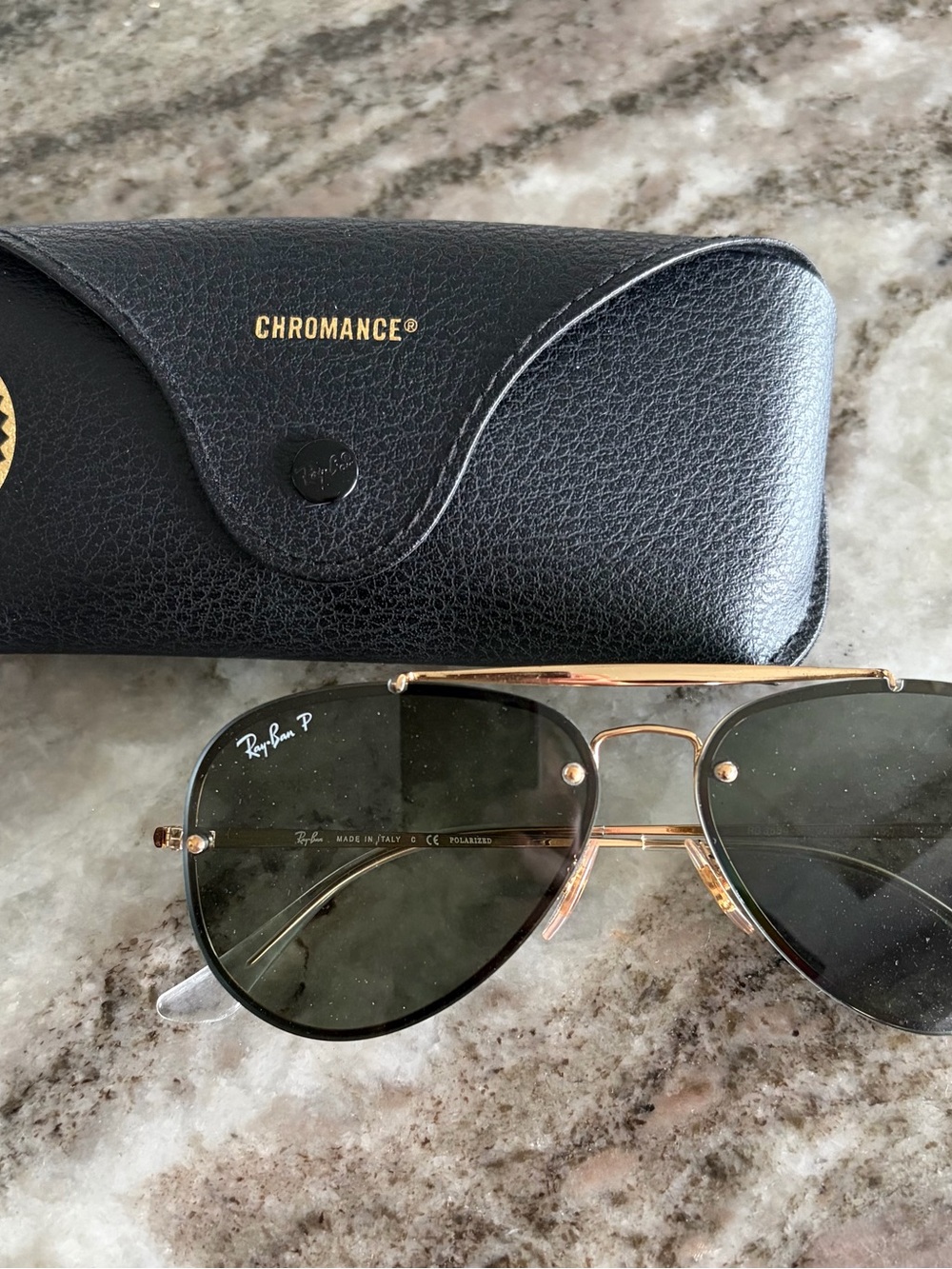 Ray-Ban Gold Frame Sunglasses with Polarized Lenses